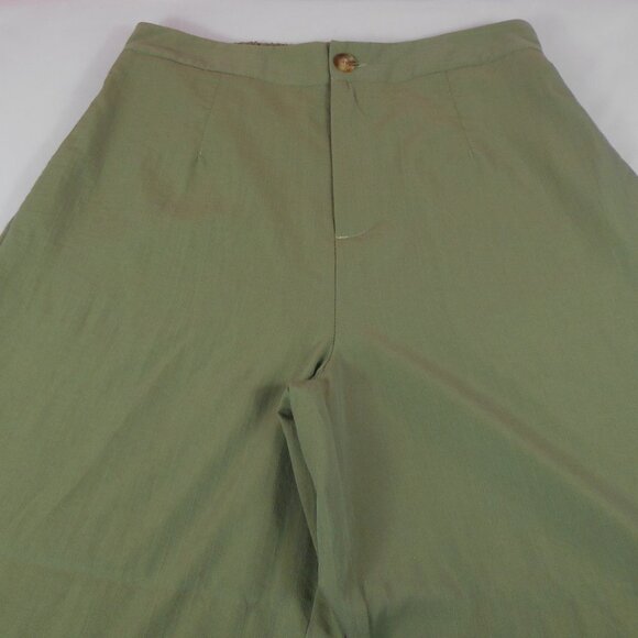Blu Pepper Woman's Olive Green Pants Size L Wide Leg Split Side Pockets - Picture 1 of 10